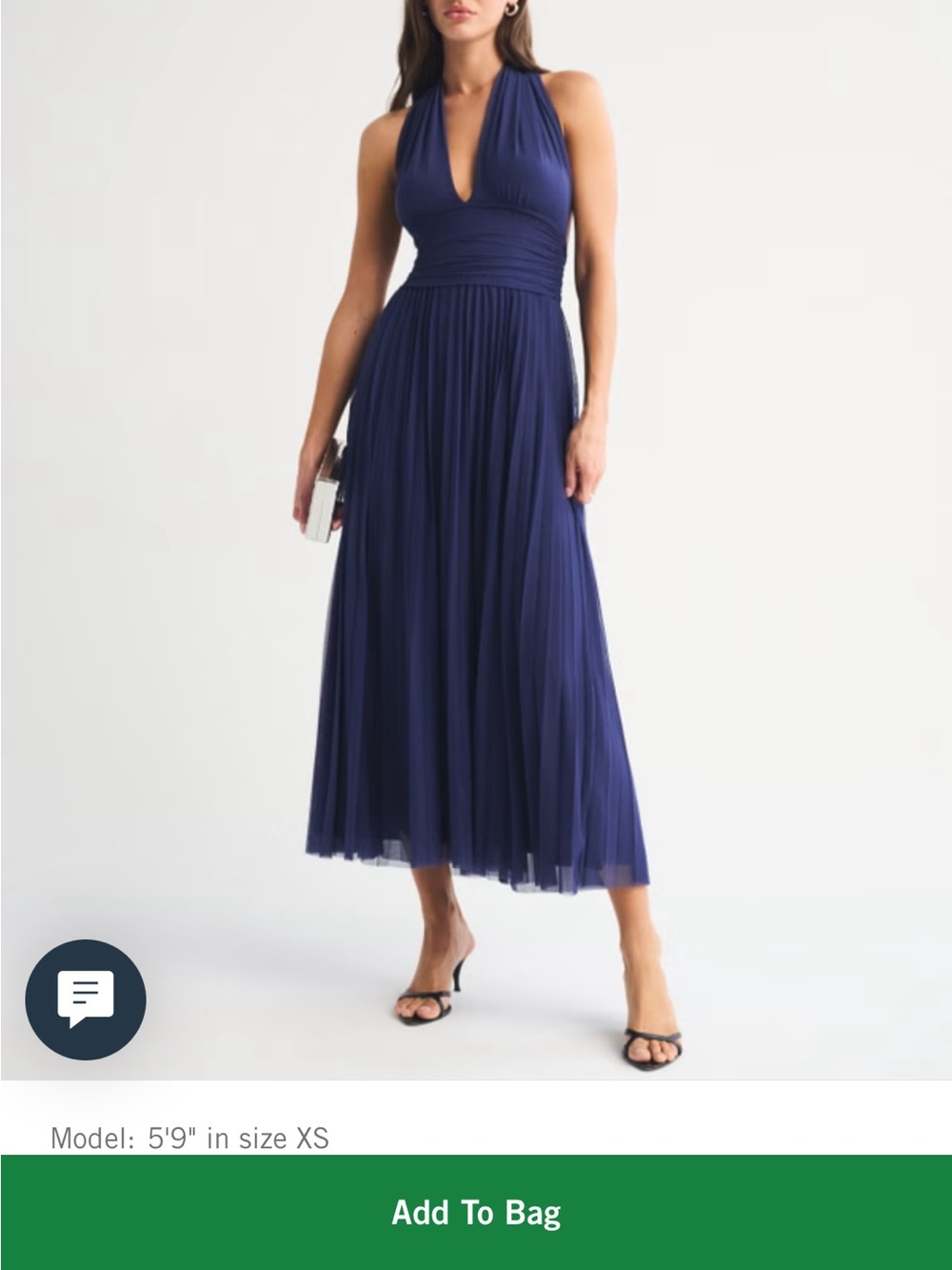 Abercrombie & Fitch Navy Halter Pleated Midi Dress